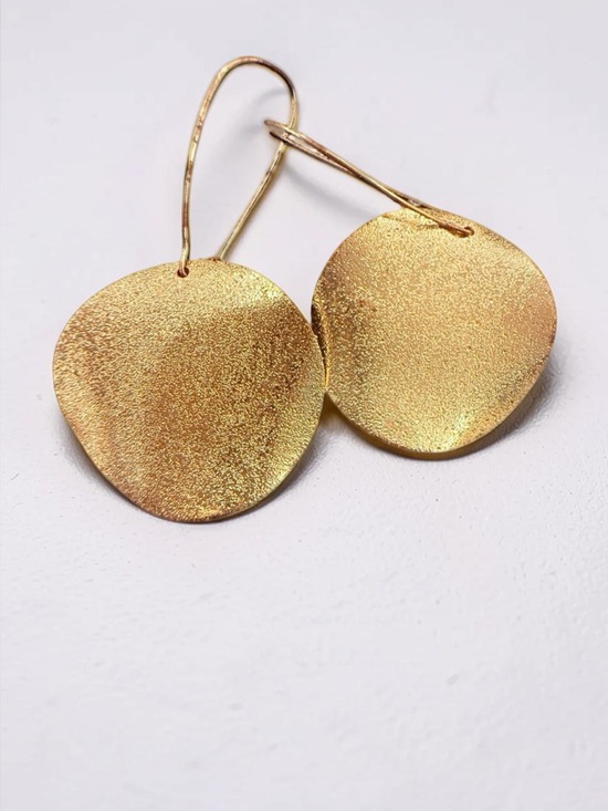 Jewelry - Hammered Gold Disc Drop Earrings for Women